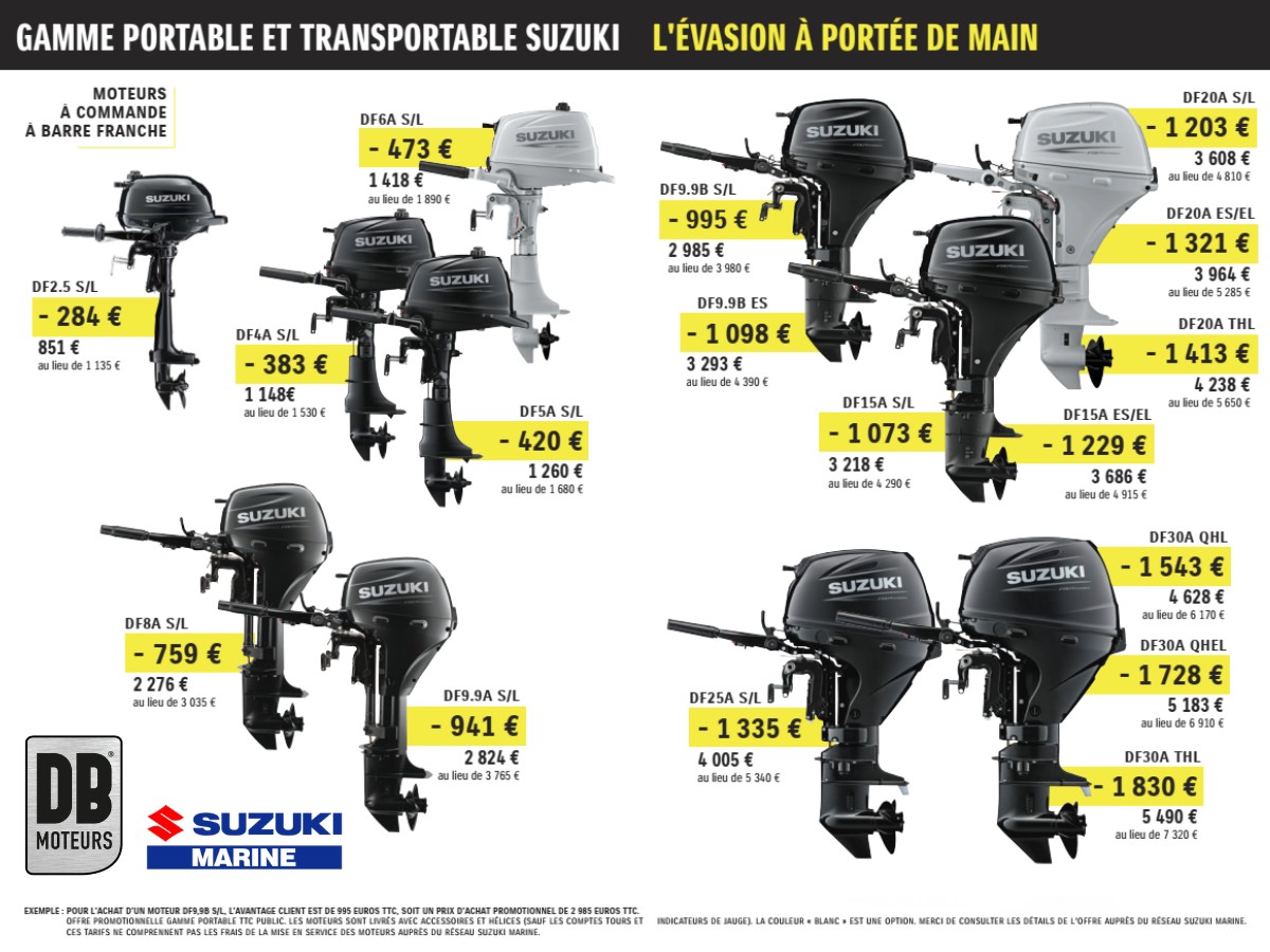 Promotion sur les moteurs hors bord Suzuki en 2026 !