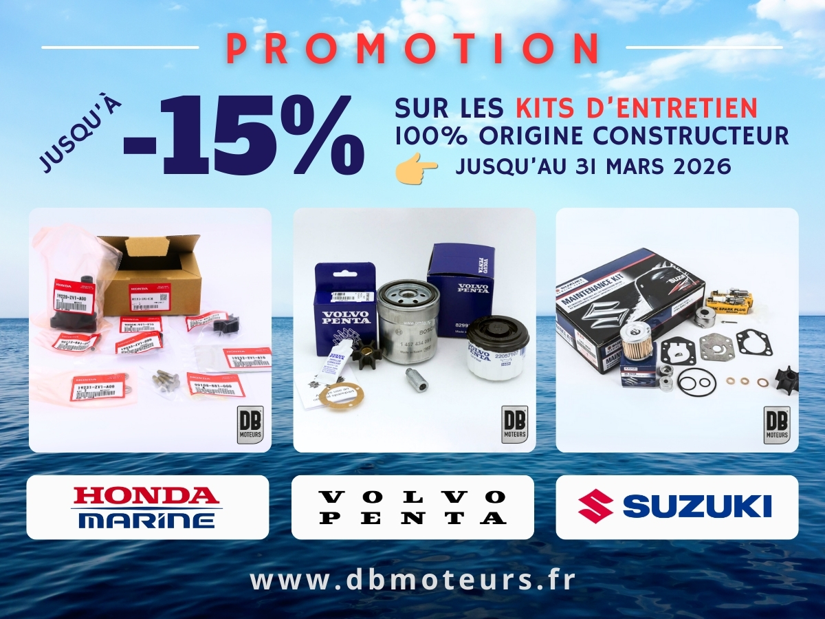 Promotion DB Moteurs sur les kits d'entretien Volvo Penta, Honda, Suzuki, Yanmar