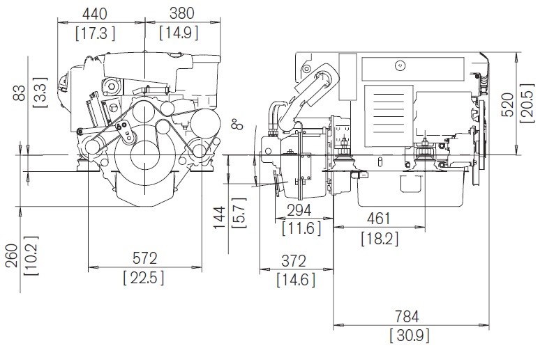 schemas de dimensions moteur volvo penta D4-260