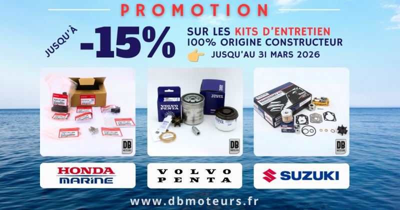 Promotion DB Moteurs sur les kits d'entretien Volvo Penta, Honda, Suzuki, Yanmar
