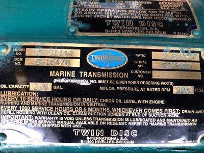 inverseur réducteur twin disk mg5114a ratio 2.04